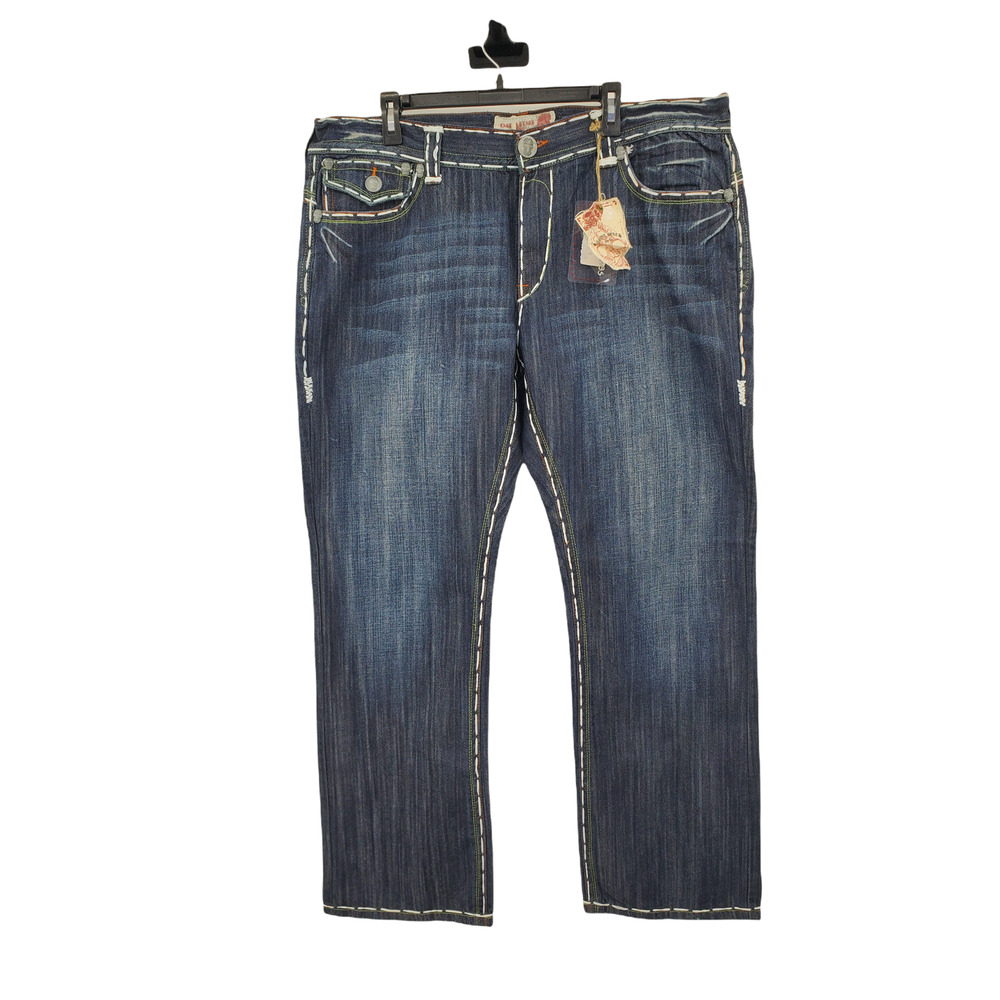 Laguna Beach Men's Size 42 Straight Leg White Stitch Blue Jeans